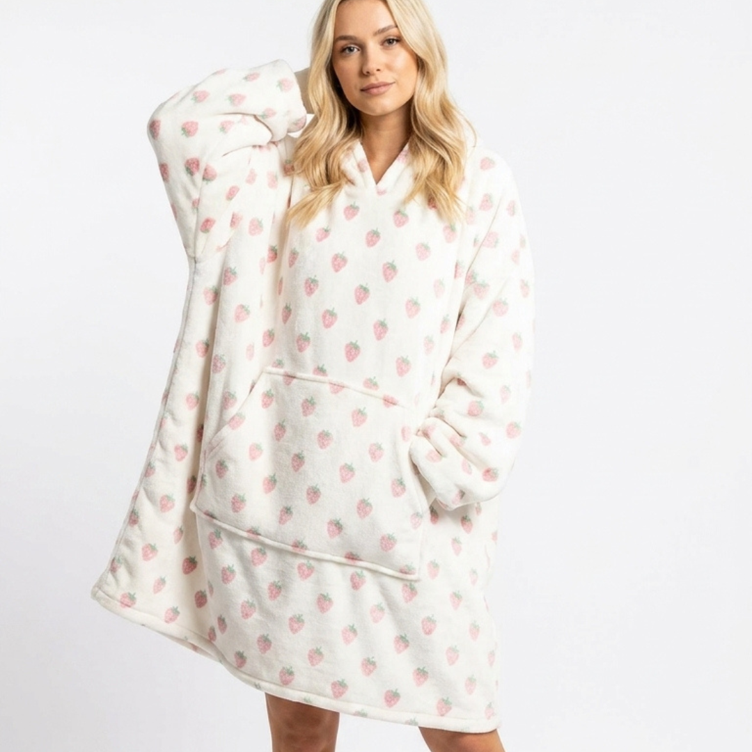 Sleepy Cobertor Vestível Oversized com Capuz Off White Cerejas