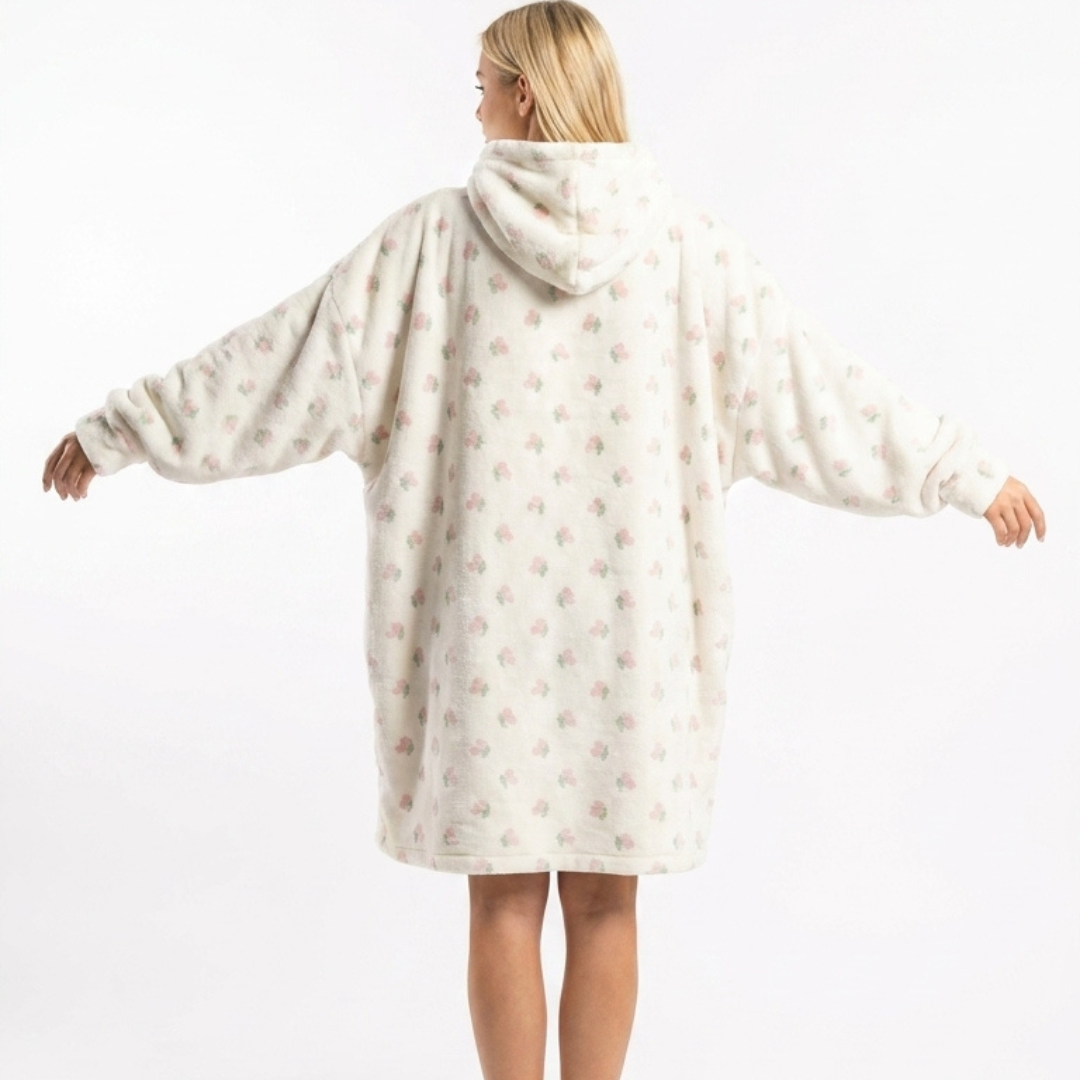 Sleepy Cobertor Vestível Oversized com Capuz Off White Cerejas