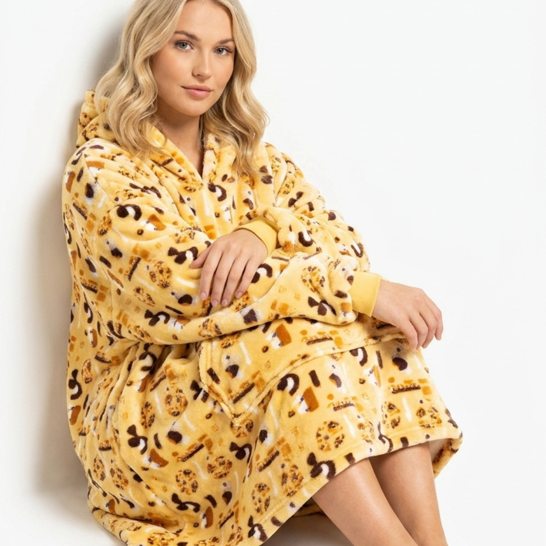 Sleepy Cobertor Vestível Oversized com Capuz Laranja Girafa