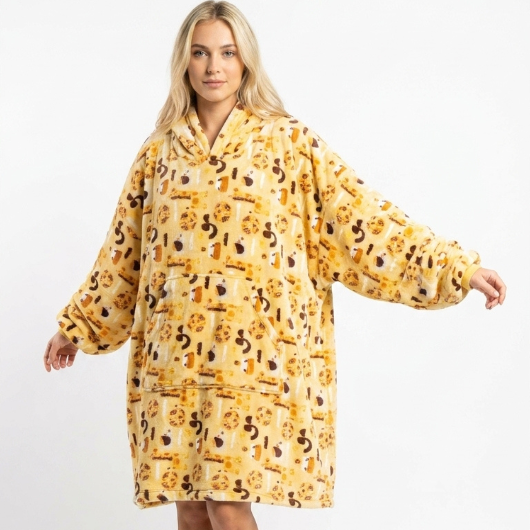 Sleepy Cobertor Vestível Oversized com Capuz Laranja Girafa