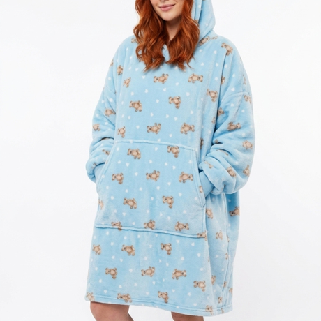 Sleepy Cobertor Vestível Oversized com Capuz Azul Ursinhos