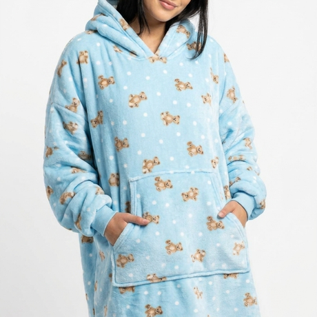 Sleepy Cobertor Vestível Oversized com Capuz Azul Ursinhos