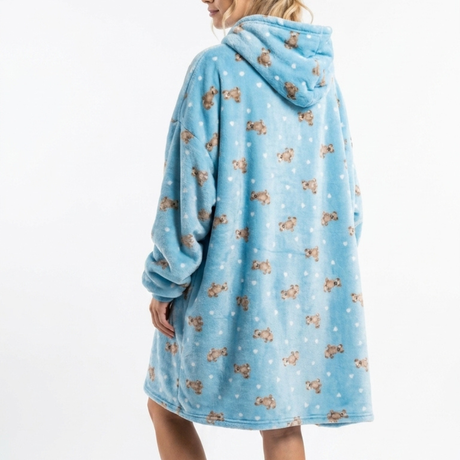Sleepy Cobertor Vestível Oversized com Capuz Azul Ursinhos