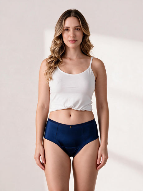 Calcinha Absorvente Hot Pants Azul Marinho Charmelle - vista frontal