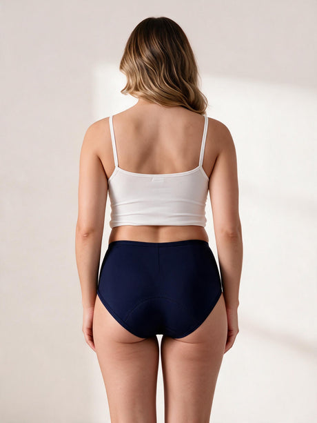 Calcinha Absorvente Hot Pants Noturna Azul Marinho Charmelle - vista traseira