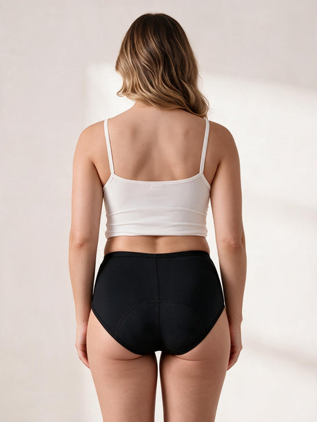 Calcinha Absorvente Hot Pants Noturna Preta Charmelle - vista traseira