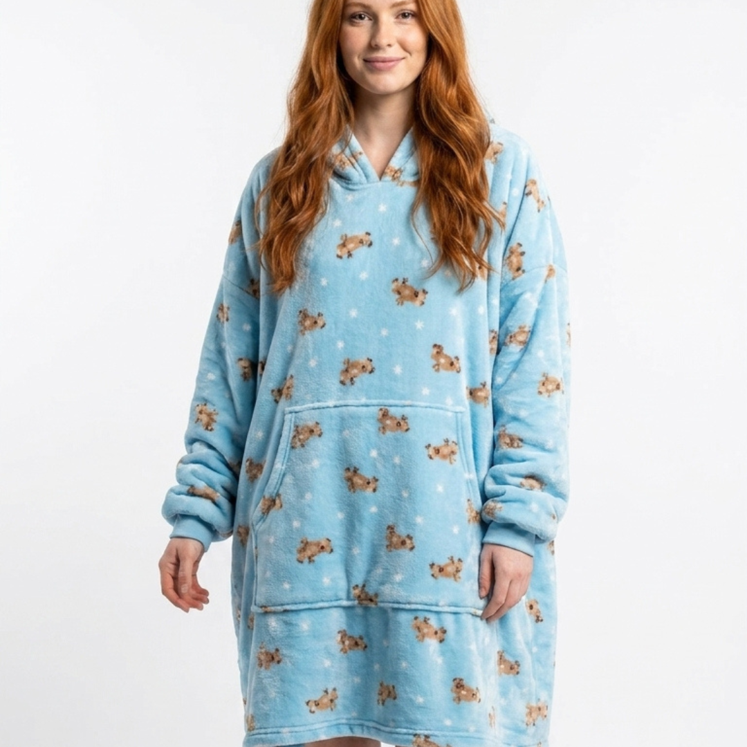 Sleepy Cobertor Vestível Oversized com Capuz Azul Ursinhos