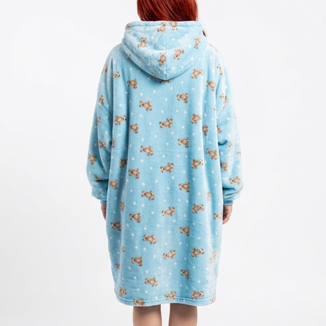 Sleepy Cobertor Vestível Oversized com Capuz Azul Ursinhos