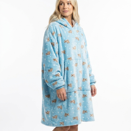 Sleepy Cobertor Vestível Oversized com Capuz Azul Ursinhos