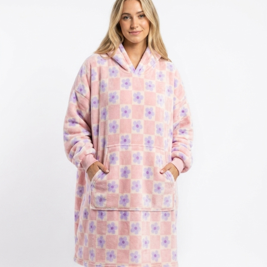 Sleepy Cobertor Vestível Oversized com Capuz Rosa