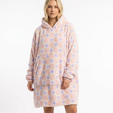 Sleepy Cobertor Vestível Oversized com Capuz Rosa
