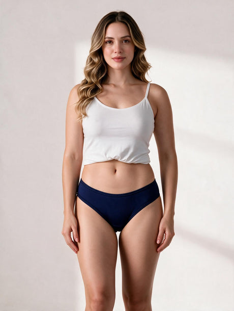 Calcinha Absorvente Biquíni Azul Marinho Charmelle - vista frontal