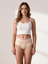 Calcinha Absorvente Hot Pants Bege Charmelle - vista frontal