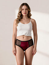 Calcinha Absorvente Hot Pants com Tule Marsala Charmelle - vista frontal