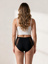 Calcinha Absorvente Hot Pants com Tule Preta Charmelle - vista traseira