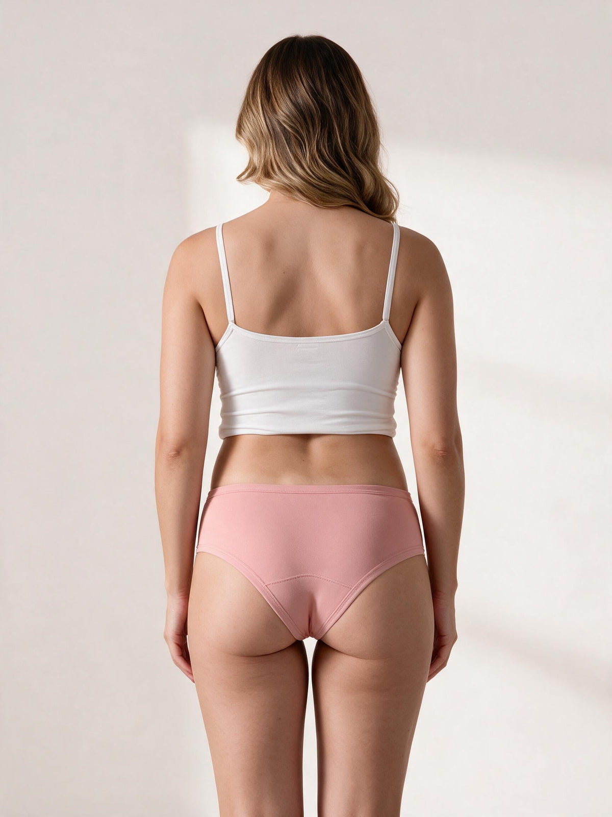 Calcinha Absorvente Hot Pants Uso Diário Rosa Charmelle - vista traseira